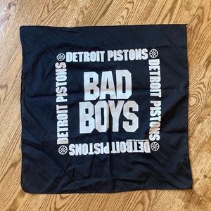 Vintage Detroit Pistons Bad Boys Bandana 1989 black and white screen print NBA